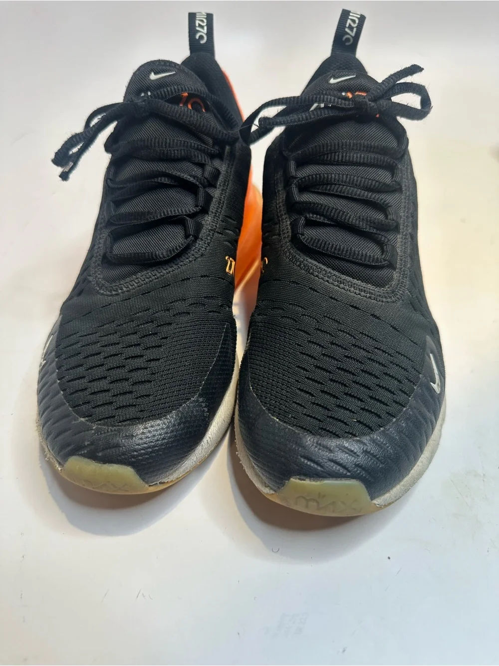 Nike Kids Air270 Black with Orange Accents Youth Sneakers